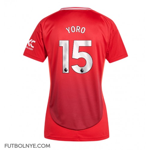 Camiseta Manchester United Leny Yoro #15 Primera Equipación para mujer 2024-25 manga corta